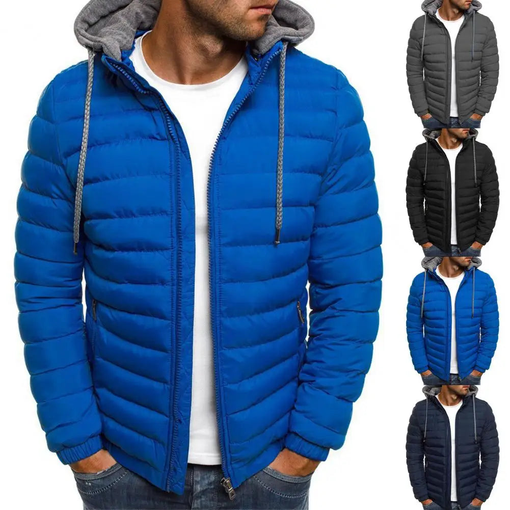 Great Men Coat Warm Anti-shrink Loose Padded Solid Color Winter Coat Down Coat Hard-wearing