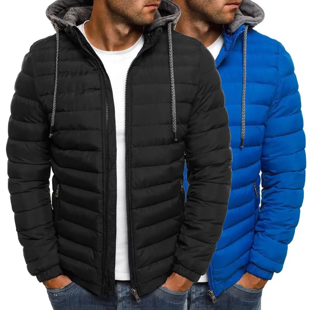 Great Men Coat Warm Anti-shrink Loose Padded Solid Color Winter Coat Down Coat Hard-wearing