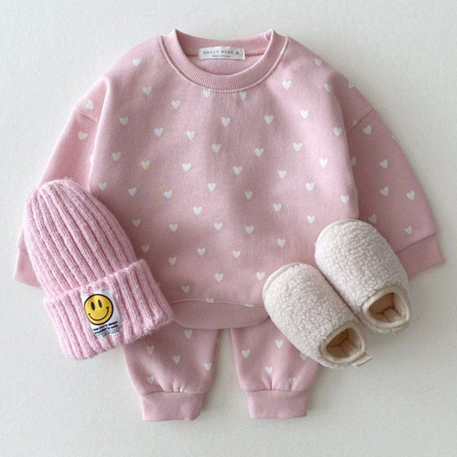 Ensemble de vêtements pour bébé plein cœur