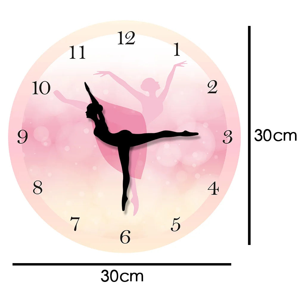 Ballet Dancer With Arabic Numerals Girl Bedroom Decor Princess Pink Wall Clock Dancing Wall Art Ballerina Moving Leg Clock Watch