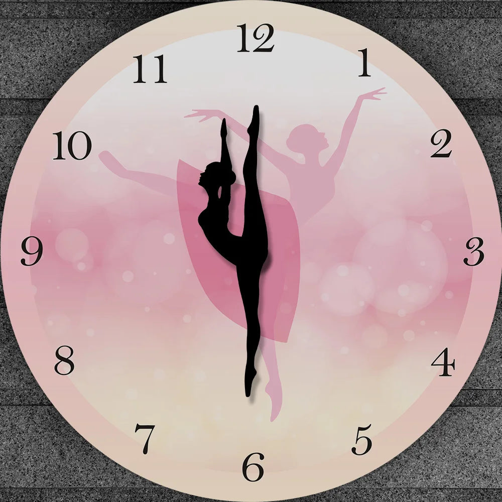 Ballet Dancer With Arabic Numerals Girl Bedroom Decor Princess Pink Wall Clock Dancing Wall Art Ballerina Moving Leg Clock Watch