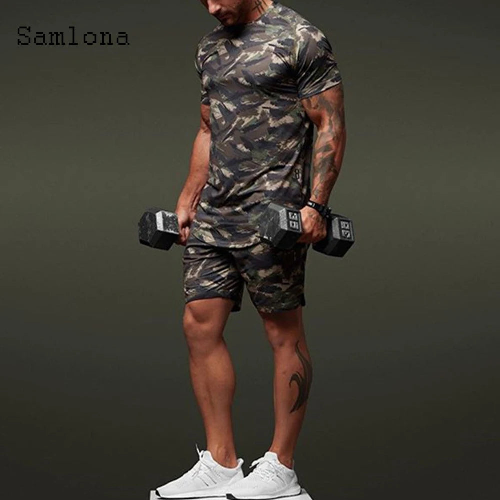 Men clothing ropa hombre men Shirts sets summer fashion printed two piece sets lightweight short sleeve outdoor sportwear man