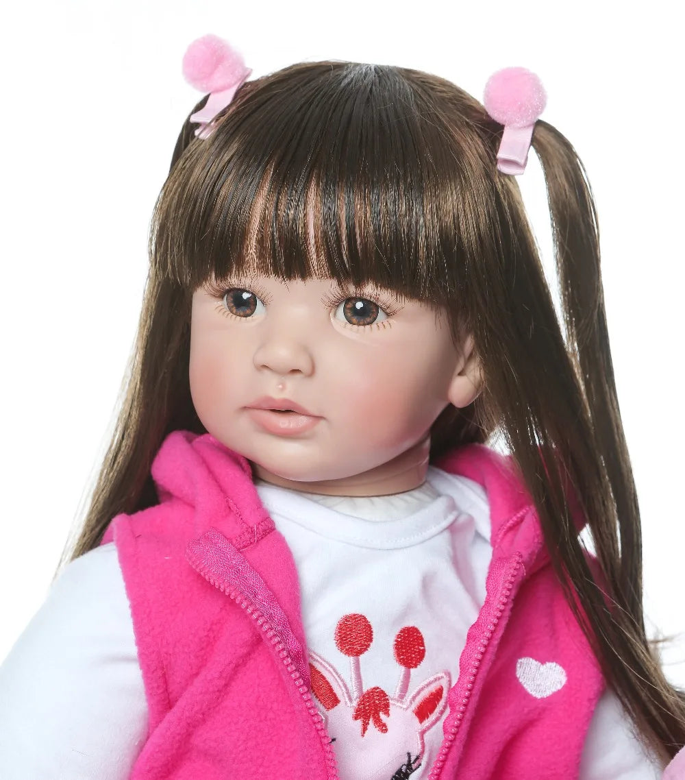 Quality  60CM  Boneca Reborn 24inch Soft Silicone Vinyl Doll Soft Silicone Reborn Baby Doll Newborn Lifelike Bebes Reborn Dolls