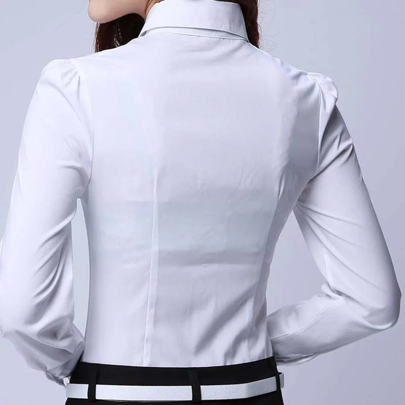 Fashion Formal Shirt Women Clothes Blouse Slim Long Sleeve White Blouse Elegant OL Office Ladies Work Wear Tops Plus size 5XL