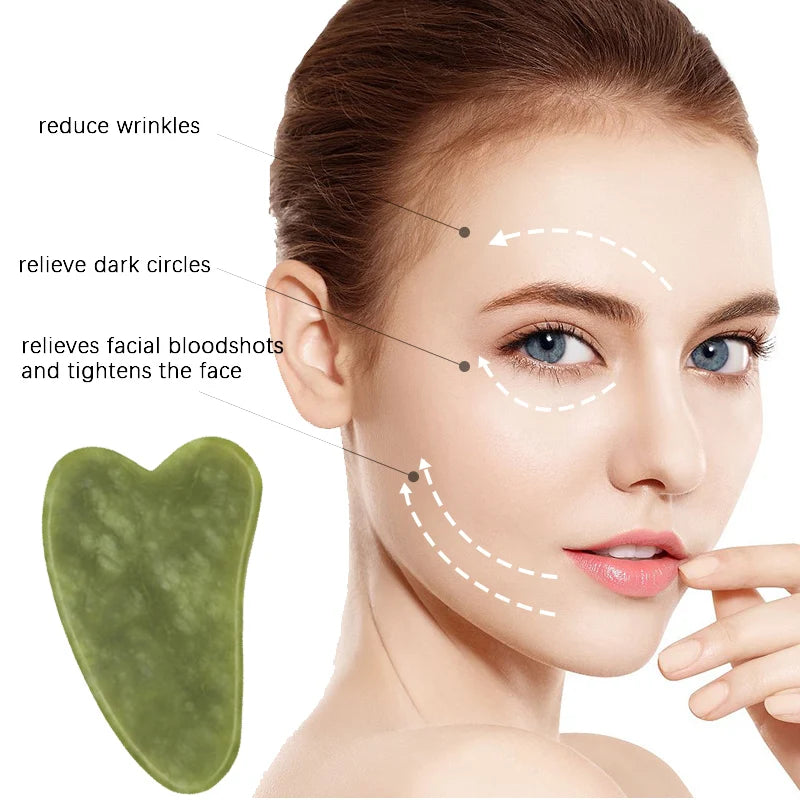 Natural Jade Stone Massage Gua Sha Scraper Roller Facial Care Physical Beauty Lifting Firming Guasha Face massager Scraping Tool