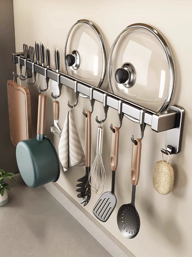 Kitchen Hook Rack Punch-Free Storage Rack Rack Hanging Rod Spatula/Spoon Accessories Knife Holder Storage Wall-Mounted Table Top