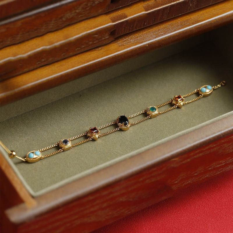 Rainbow Rainbow Color Zircon Double-layer Bracelet