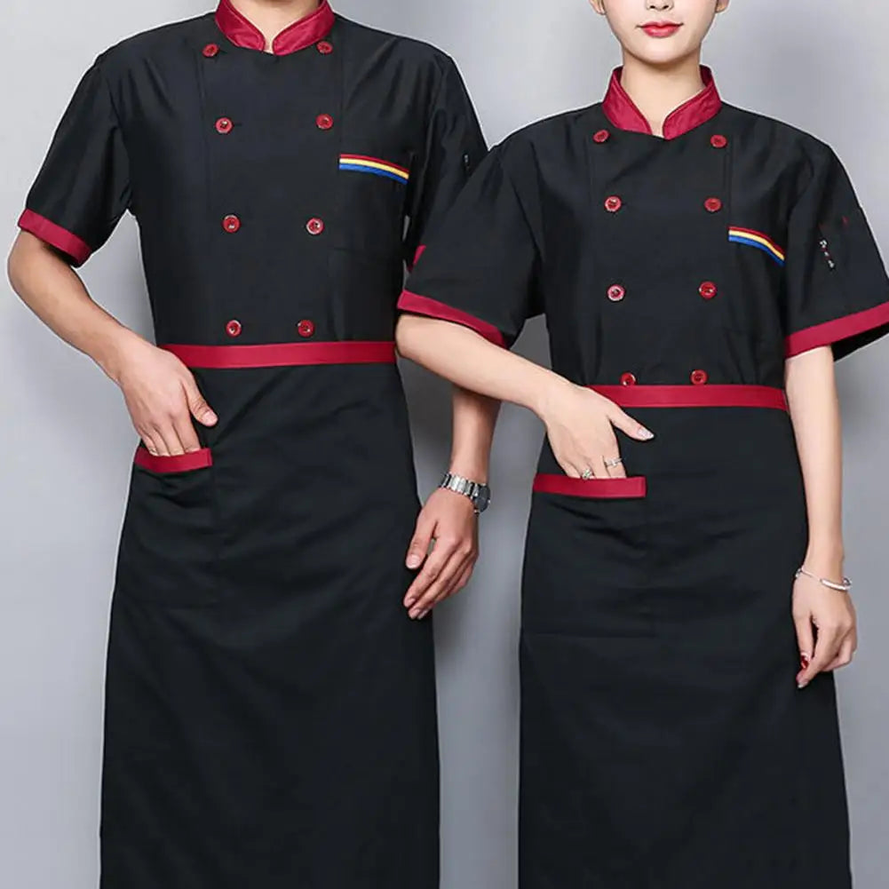 2023 New Unisex Restaurant Kitchen Chef Uniform Shirt Short Sleeve Chef Jacket Work Clothes