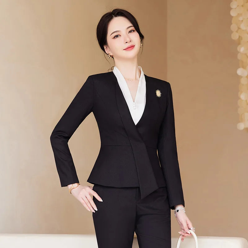 Business Wear Temperament Goddess Style Long Sleeve Beauty Salon Front Desk Fashion Hotel Manager Sales Department Jewelry Shop