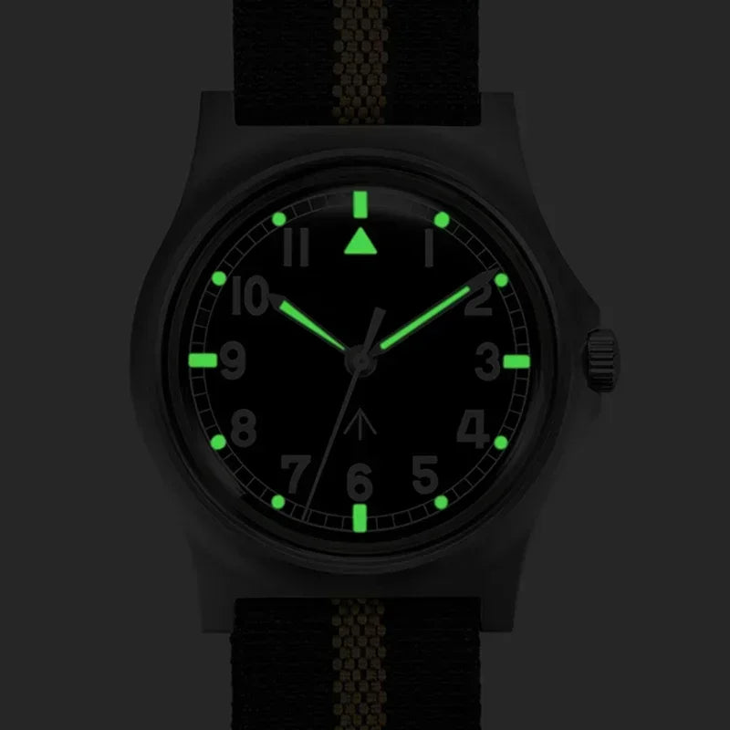 RDUNAE 34.5mm Retro Military Watch 316L Stainless Steel K1 Mineral Glass Luminous Personality Sports Quartz Men's Pilot Watch