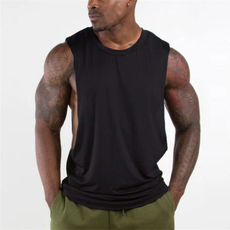 Brand New Plain Tank Top Men Gyms Stringer Sleeveless Shirt Open Sides Blank Fitness Clothing Cotton Sportwear Muscle Vest