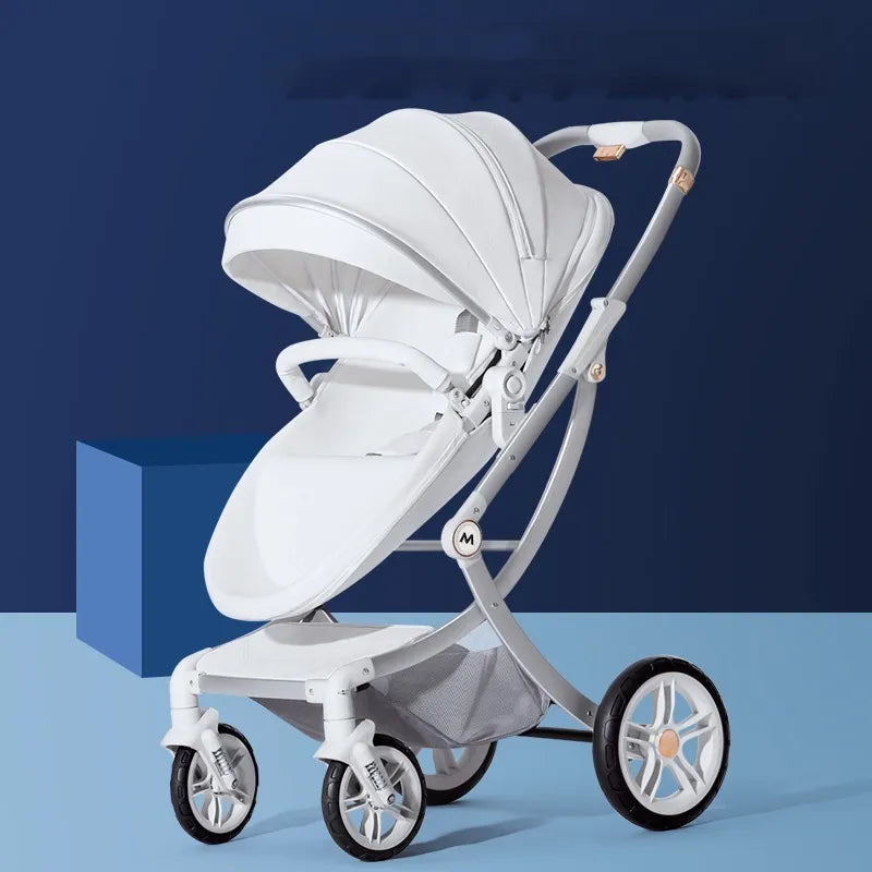 Baby Stroller 2in1/3 In 1,Luxury Baby Carriage with Car Seat,Eggshell Newborn Baby Stroller Leather Baby Carriage High Landscape