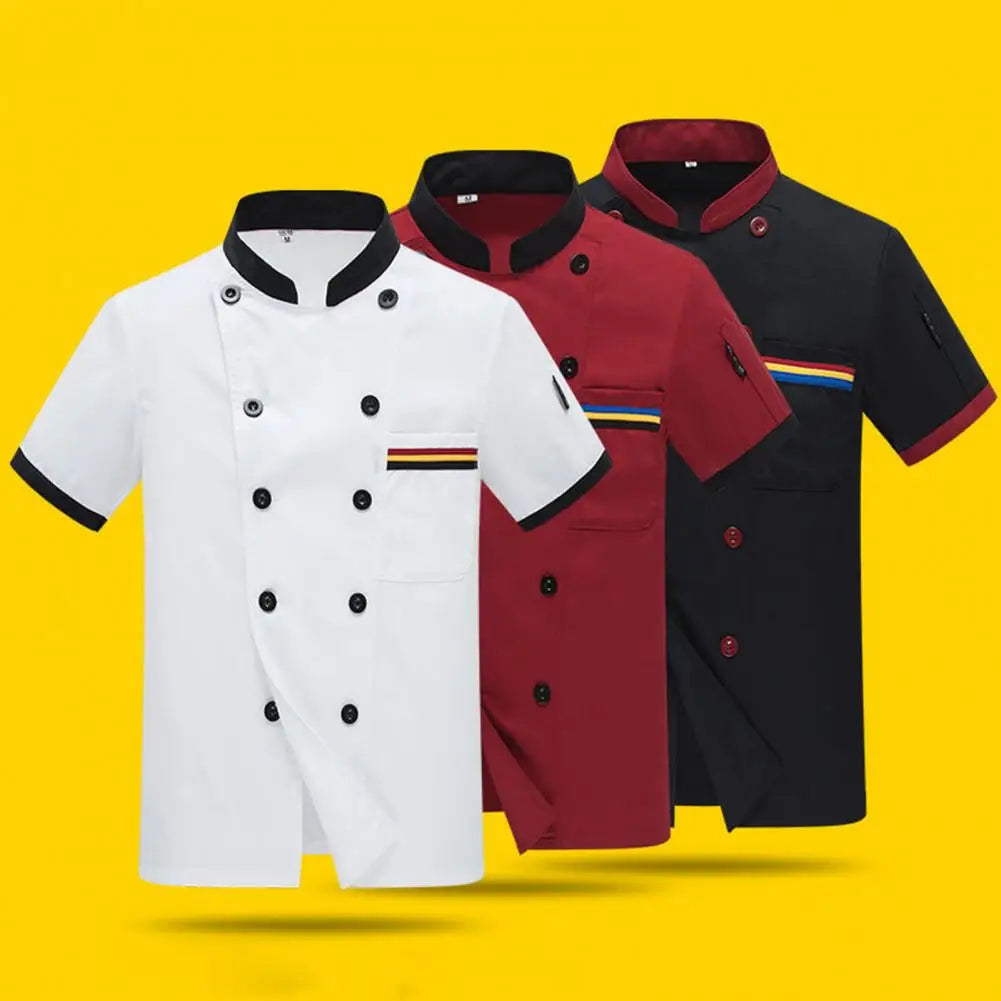 2023 New Unisex Restaurant Kitchen Chef Uniform Shirt Short Sleeve Chef Jacket Work Clothes