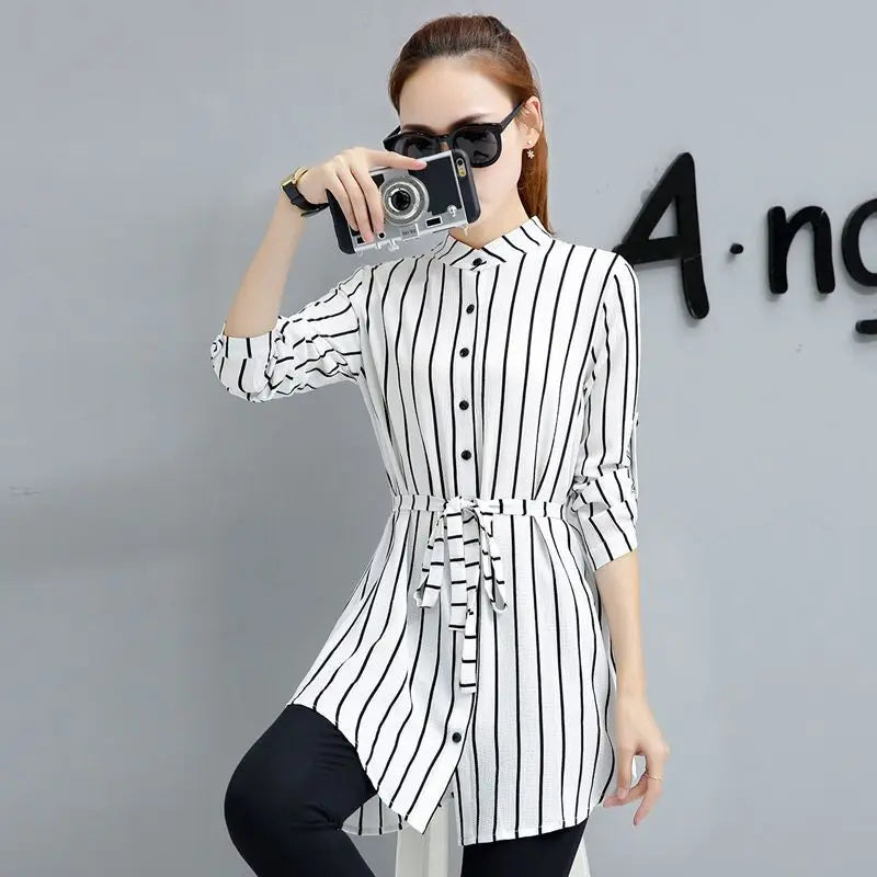 Office Work Wear Women Spring Summer Style Blouses Shirts Lady Casual Bow Tie Sashes Long Sleeve Blusas Tops DF1774