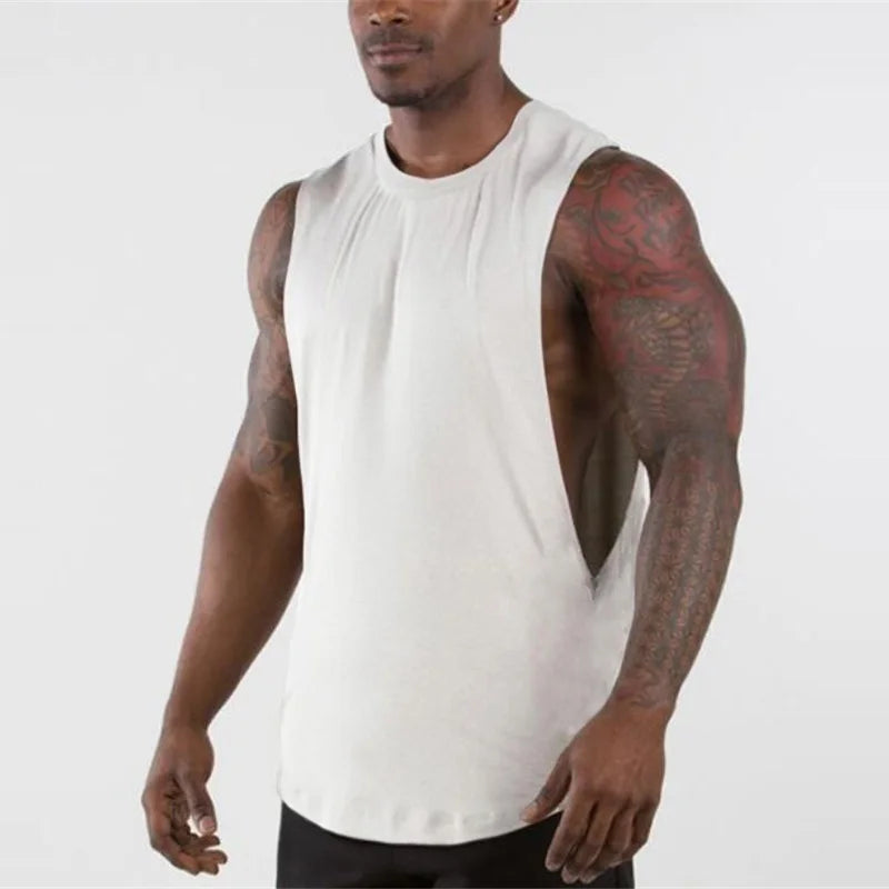 Brand New Plain Tank Top Men Gyms Stringer Sleeveless Shirt Open Sides Blank Fitness Clothing Cotton Sportwear Muscle Vest